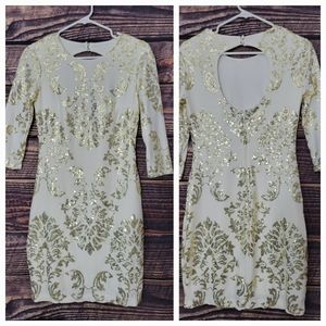 5/6 Off White Dress with Gold Sequins
